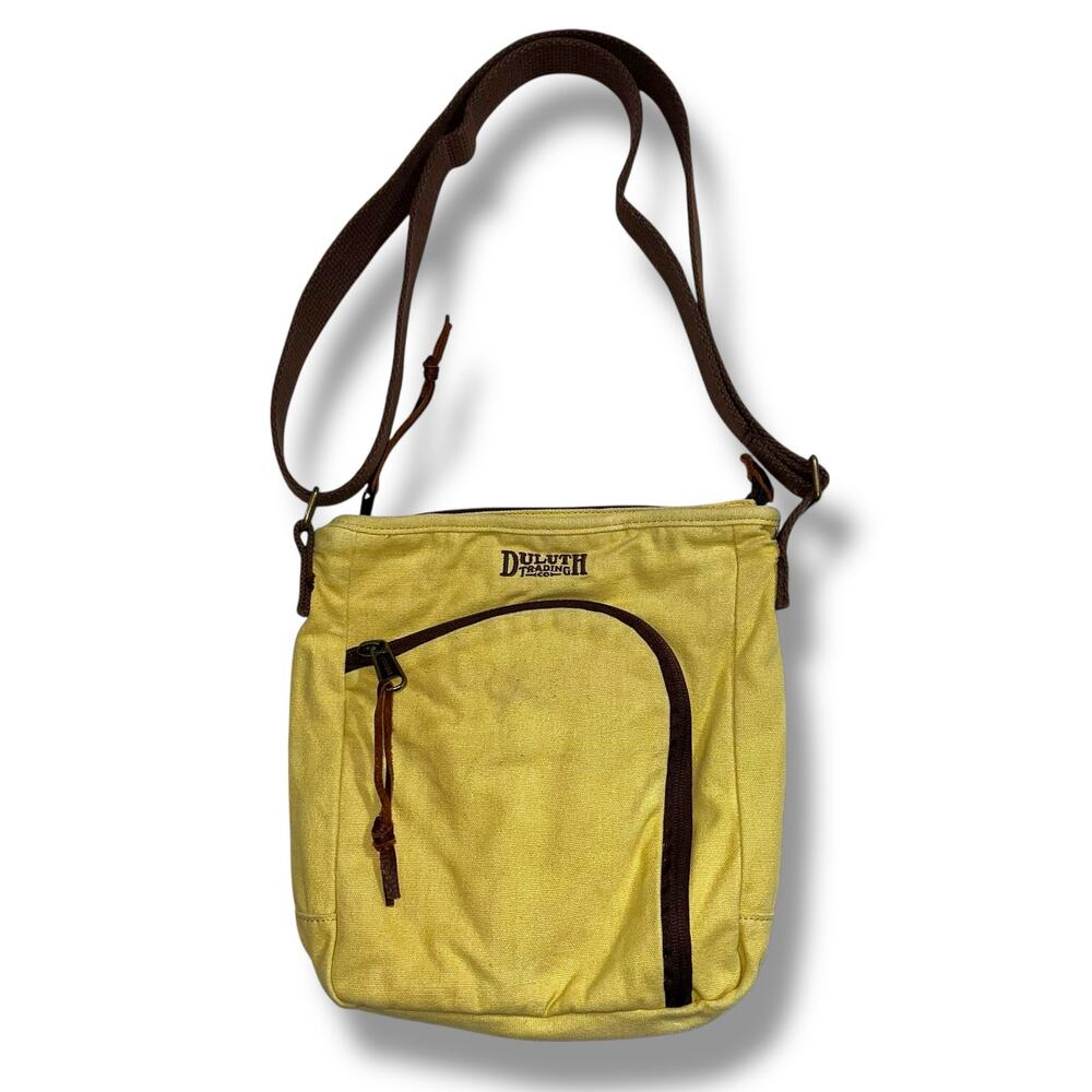 Duluth Trading Co Crossbody Bag Womens Yellow Brown Canvas Shoulder Purse